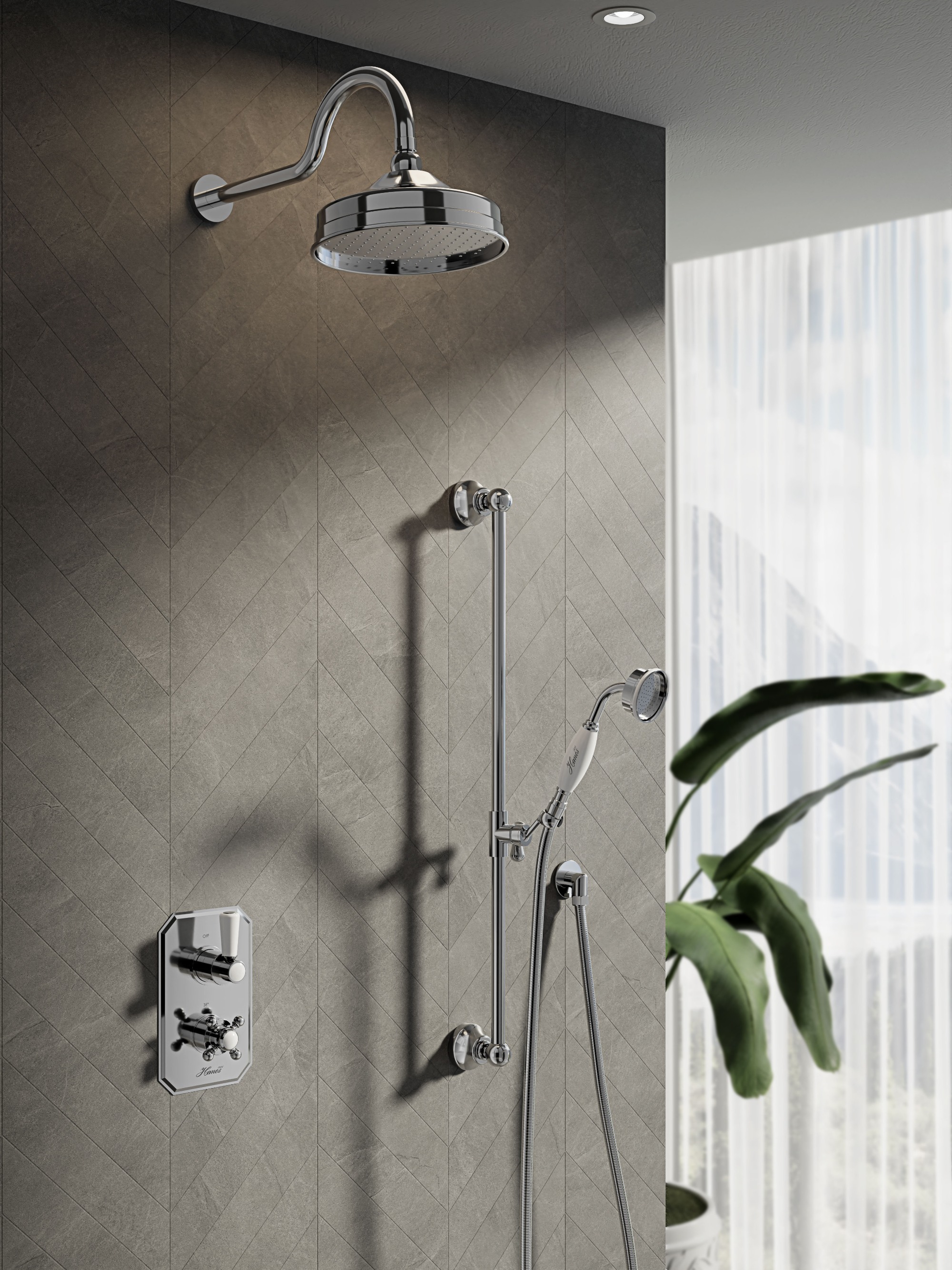 Traditional Twin Push-button Shower Valve With 2 Outlets And Kit2